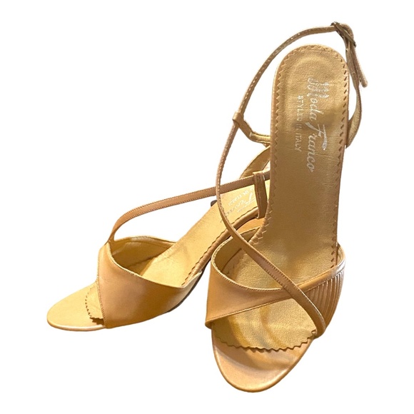 Vintage Moda Franco peach leather sling back heels. Sz 8.5 - Picture 1 of 16